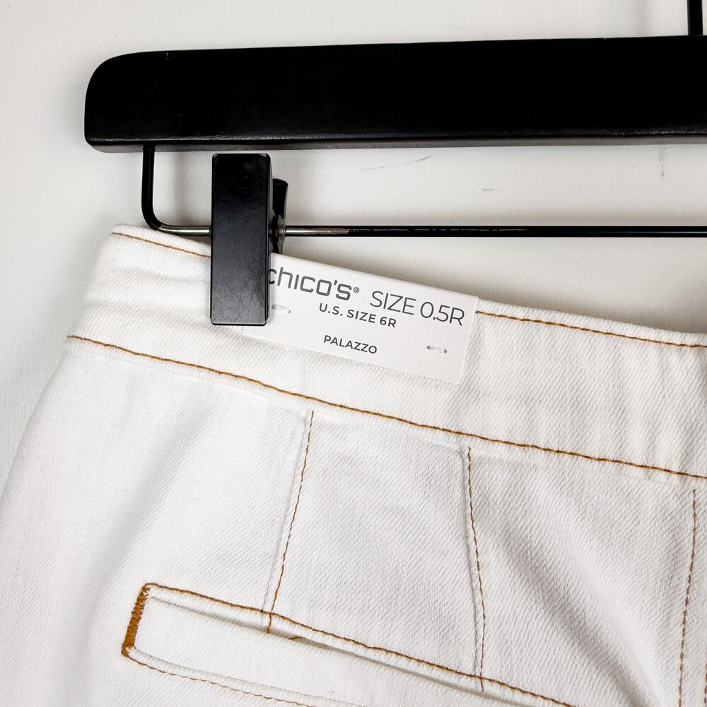 New Chico's Palazzo Wide Leg Jeans White High Rise - 0.5 (US 6) - Picture 5 of 10